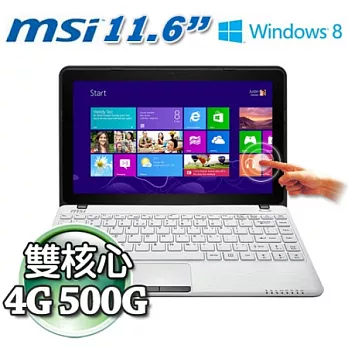 微星MSI S12T E1-2100 11.6吋 觸控螢幕 雙核 Win8筆電-白 (S12T 3M-WWE1214G50X8T)