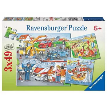 Ravensburger維寶拼圖--救援時刻(3*49pcs)