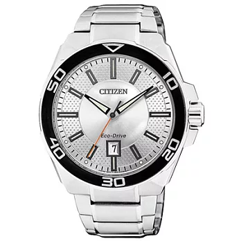 CITIZEN看見未來日期都會腕錶(鋼帶-銀白)