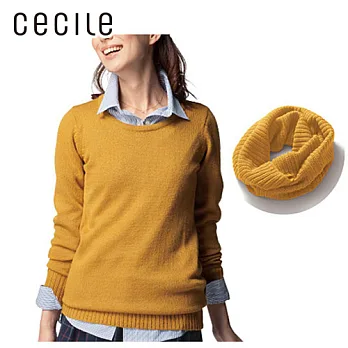 【cecile】百搭針織長版上衣(附頸圍)M芥末黃