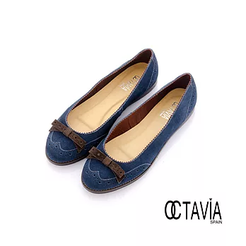 【OCTAVIA】小甜蜜 牛津淺口平底娃娃鞋 - 丹寧藍35丹寧藍