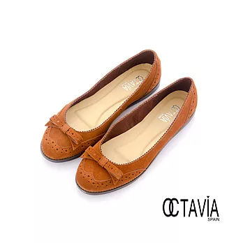 【OCTAVIA】小甜蜜 牛津淺口平底娃娃鞋 - 35黃金咖