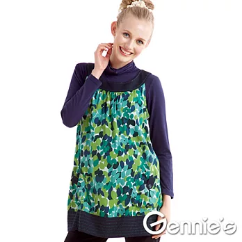 【Gennie’s奇妮】秋之戀印花瓣秋冬孕婦上衣(G3W06)M綠