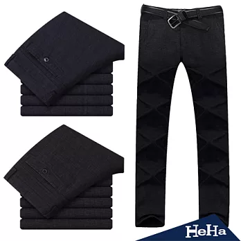 【HeHa】保暖羊毛絨商務休閒褲長褲(共二色)-33(黑灰)