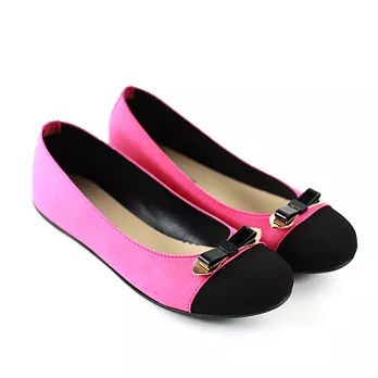 ◤Green Phoenix◥MIT蝴蝶結飾釦平底娃娃鞋23桃紅色