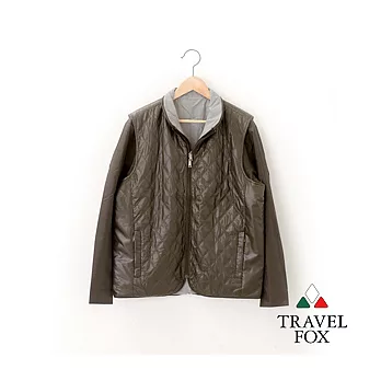 【Travel Fox 男裝】旅狐外套 無感羽毛系兩面式/兩件式套組 -M格綠