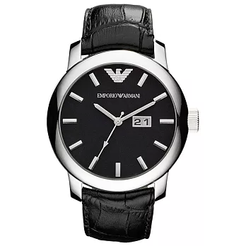 EMPORIO ARMANI 嶄新時尚大錶徑日期腕錶-黑