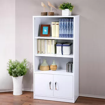 《Homelike》個性時尚雙門三格書櫃-純白色
