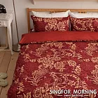 幸福晨光《花園城堡(紅)》雙人四件式100%精梳棉床包被套組