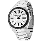 POLICE 條紋風格不鏽鋼時尚腕錶-銀白/46mm白色