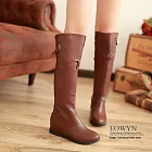 EOWYN.韓系率性簡約素面皮帶釦環造型長筒靴(現貨)38黃色38