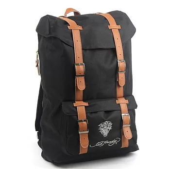 【Ed Hardy】Detroit 美式復刻虎王防水後背包-Rain Cover款(黑色)