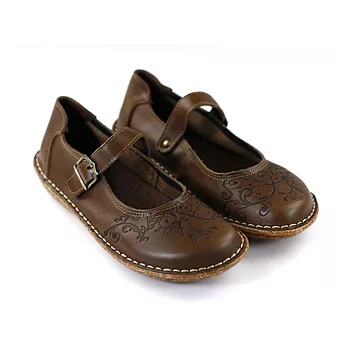 SNAIL蝸牛 精緻觸感手工縫製真皮平底休閒鞋(女生款)35綠色