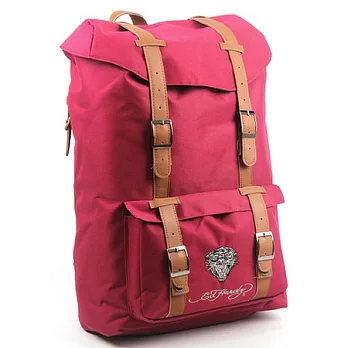 Ed Hardy Detroit 美式復刻虎王防水後背包-Rain Cover款-酒紅