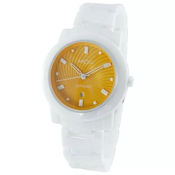 GECCU 義式風格 GU-8807 馬卡龍高精密陶瓷腕錶-白(蜜柑橘)