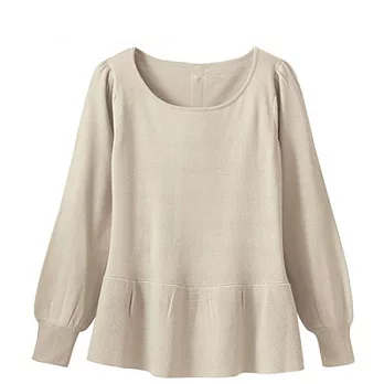 【cecile】Smart Heat素面裙擺圓領上衣M米白色