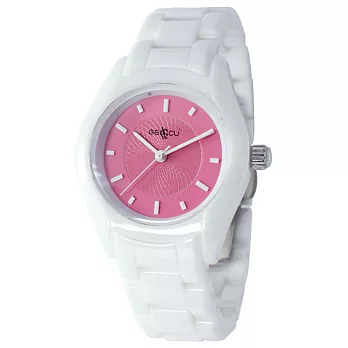 GECCU 義式風格 8806時尚優雅 高精密簡約陶瓷腕錶(粉色)