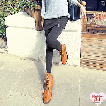 內搭褲 假兩件包臀半身百搭裙褲 三色-HeHa- FREE(淺灰)