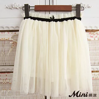 紗裙 甜美網紗三層蓬蓬裙短裙 三色-Mini嚴選- FREE(牙白)