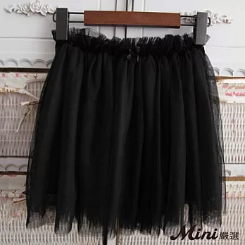 紗裙 甜美網紗三層蓬蓬裙短裙 三色-Mini嚴選- FREE(黑色)