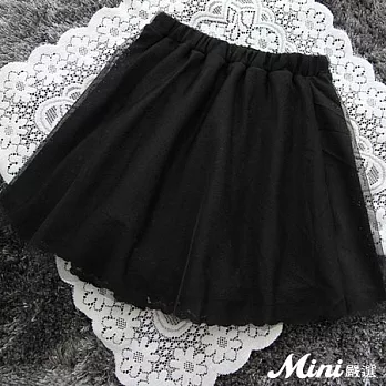 短裙 花朵蕾絲網紗三層公主裙 三色-Mini嚴選-FREE(黑色)
