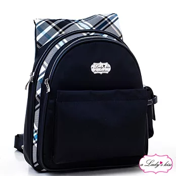 【a Lady ’s真皮】元氣時尚多隔層後背包 (清新藍格)
