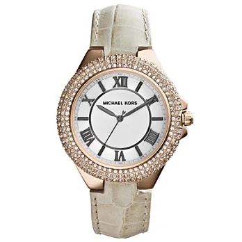 Michael Kors 奢華羅馬金鑽腕錶-白