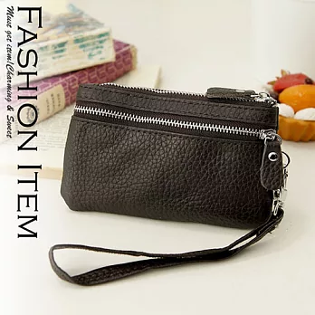 WEEY 簡約典雅軟質真皮多功能零錢包 鑰匙包 (深咖) GM0074