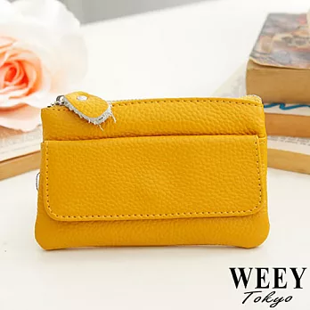 WEEY 簡約典雅軟質真皮零錢包 鑰匙包 (萊姆黃) GM0075