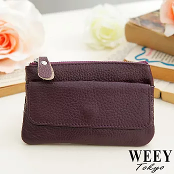 WEEY 簡約典雅軟質真皮零錢包 鑰匙包 (典雅紫) GM0075