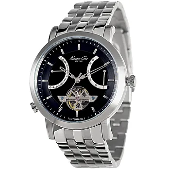 Kenneth Cole 尊爵小鏤空機械腕錶-黑/43mm