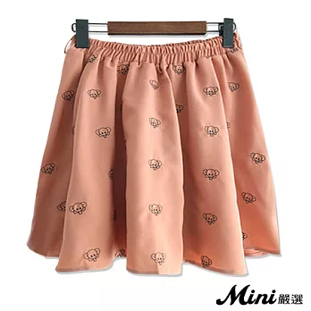 短裙 日系小象刺繡短裙 有內襯 三色-Mini嚴選-FREE(粉色)