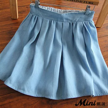 短裙 蕾絲牛仔雙層短裙 二色-Mini嚴選-FREE(淺藍)