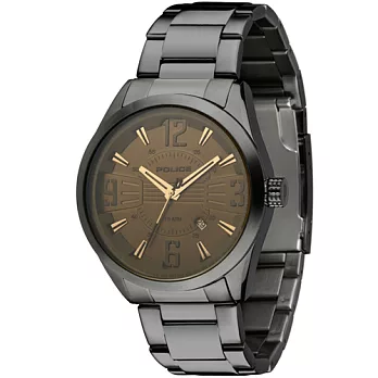 POLICE 飛行員之夢不鏽鋼腕錶-咖啡/44mm