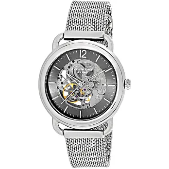 Kenneth Cole 雅緻經典鏤空機械米藍錶帶腕錶-鐵灰/41mm鐵灰