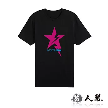 【男人幫Man’s Shop】T0593*純棉【潮流閃電5角星 短袖T恤】黑色 S號
