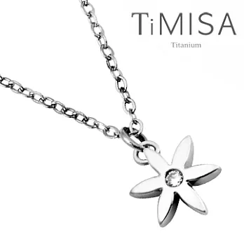 TiMISA《花漾年華(M)晶鑽版》純鈦項鍊(E)(四色可選)透亮白鑽