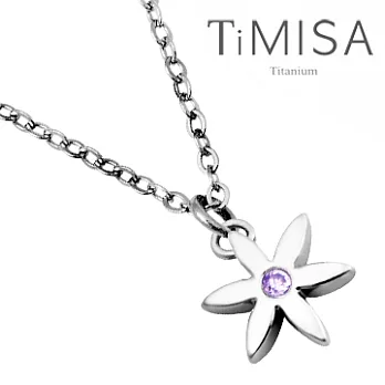 TiMISA《花漾年華(M)晶鑽版》純鈦項鍊(E)(四色可選)神秘粉紫