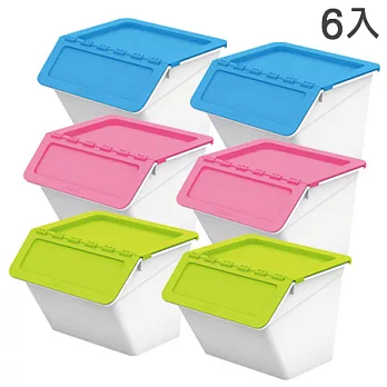 【nicegoods 好東西】MHB-2331 小蜜蜂可疊式收納箱(16L) 6入粉藍粉綠粉紅各2入