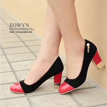 EOWYN。韓系拼接特優鏡面漆皮巴西絨高跟鞋/紅色39/EX3033-6460(現貨)39紅色39