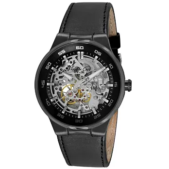 Kenneth Cole 經典設計鏤空機械腕錶-黑/43mm