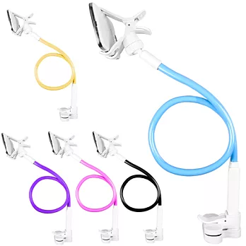 ☆創新新款底座 壓扣設計 手機支架☆APPLE 三星 SONY HTC LG 小米 華為 華碩手機 展示架 置放架 萬向床頭固定架藍色