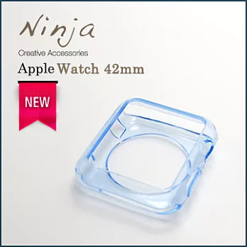 【東京御用Ninja】Apple Watch 42mm晶透款TPU清水保護套(透藍)