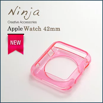 【東京御用Ninja】Apple Watch 42mm晶透款TPU清水保護套(透粉)