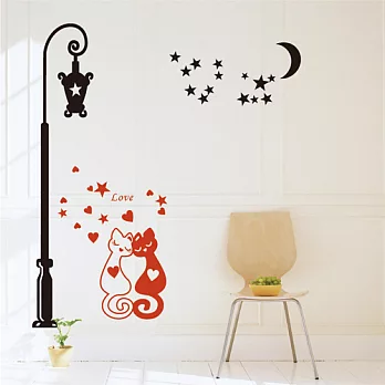 《Smart Design》創意無痕壁貼◆LOVE 貓咪8色可選紅