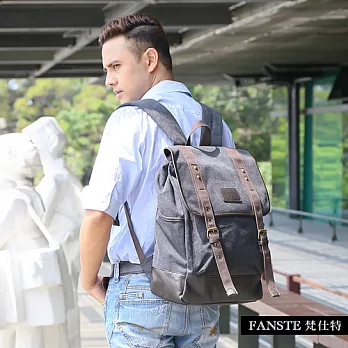 Fanste_梵仕特 帆布遊風 多功能後背包-8808黑色