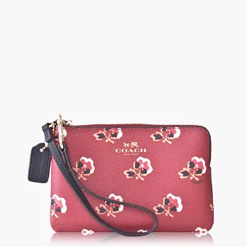 【COACH 攜帶便利】皮革 / 零錢收納 / 手拿包(小款)_黑紅色