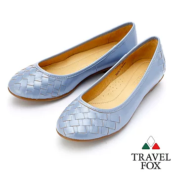 Travel Fox SOFT-羊皮編織平底鞋914361-77-35淺藍色