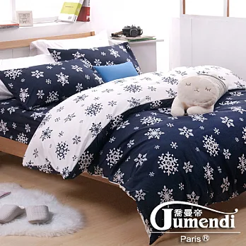 【法國Jumendi-雪花戀語】台灣製活性柔絲絨加大四件式被套床包組