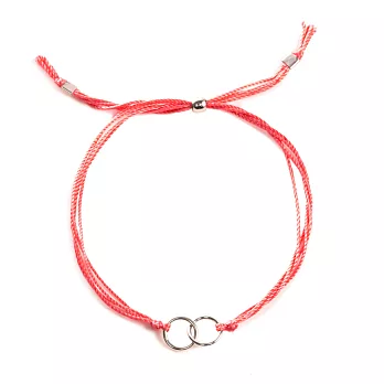 Dogeared Friendship 圓滿如意雙環結心心相印 銀墜珊瑚紅繩 手鍊